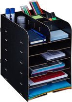 Relaxdays bureau organizer - documentenbak - brievenbak - desk organizer - pennenbak - zwart