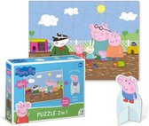 DODO Toys - Peppa Pig Puzzel 2-in-1 met George Speelfiguur 4+ - 60 stukjes - 23x32 cm - Peppa Pig Speelgoed 3-4-5 jaar-Kinderpuzzel 4 jaar