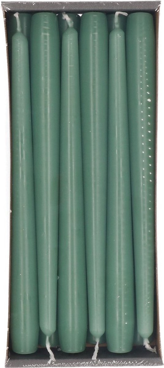 Enlightening Candles Dinerkaarsen - 36x stuks - groen - 8 branduren - 25 cm - kandelaar kaarsen - sfeerkaarsen