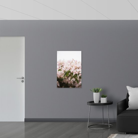 WallClassics - Toile - Buisson Fleur Rose Clair - 60x90 cm Tableau sur Toile (Décoration murale sur Toile)