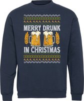 Kersttrui Merry Drunk Christmas | Foute Kersttrui Dames Heren | Kerstcadeau volwassenen | Kerst | Navy | maat XS