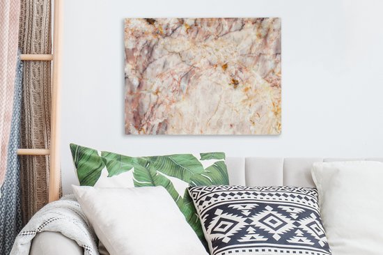 Tableau sur toile Marbre - Oranje - Marron - 40x30 cm - Décoration murale