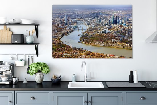 Vue aérienne de Londres en toile 120x80 cm - impression photo sur toile peinture Décoration murale salon / chambre à coucher) / Villes Peintures Toile