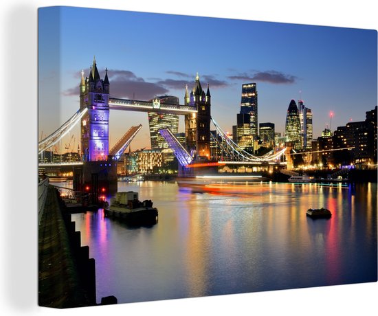 Un Tower Bridge a ouvert en toile 80x60 cm - impression photo sur toile peinture Décoration murale salon / chambre à coucher) / Villes Peintures Toile