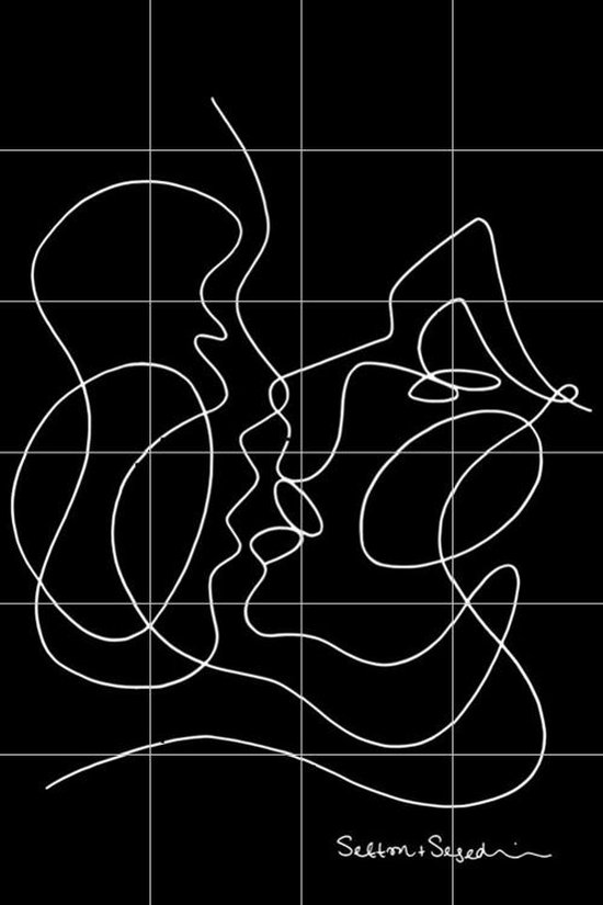 IXXI The Kissing black - Wanddecoratie - Abstract - 80 x 120 cm