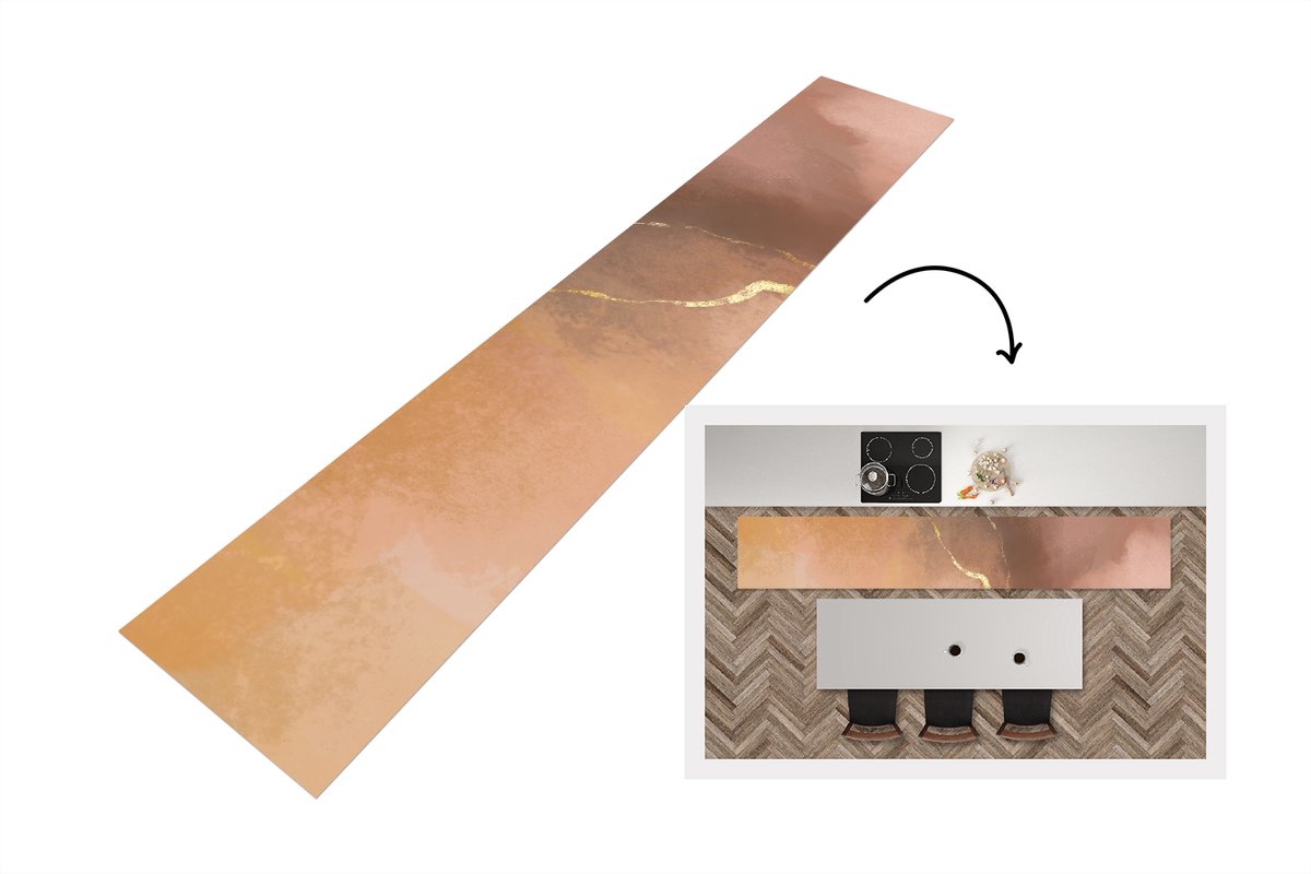 KitchenYeah Keukenloper - Loper keuken - Abstract - Verf - Pastel - 300x50 cm - Keukenloper vinyl Multicolor