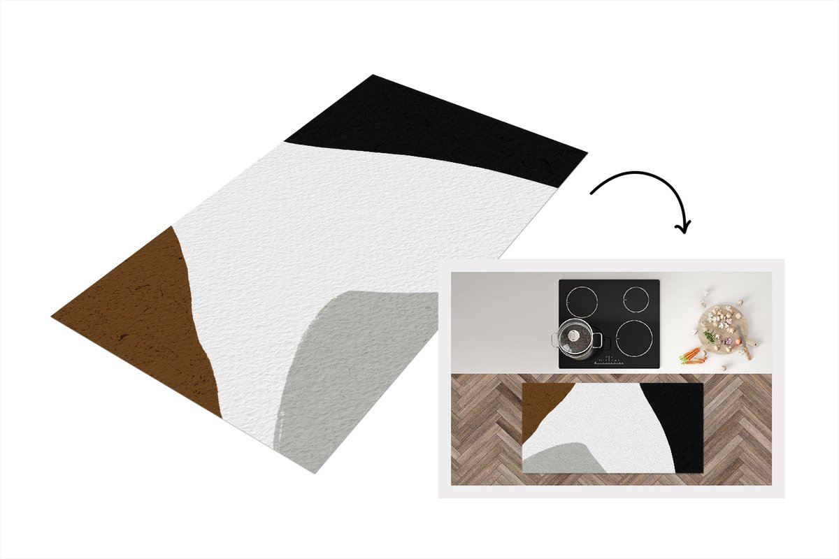 KitchenYeah Keukenloper - Loper keuken - Minimalisme - Design - Vormen - 120x60 cm - Keukenloper vinyl Multicolor