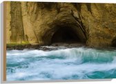 WallClassics - Bois - Grotte au bord de la mer - 75x50 cm - Épaisseur 12 mm - Photo sur bois (avec système de suspension)