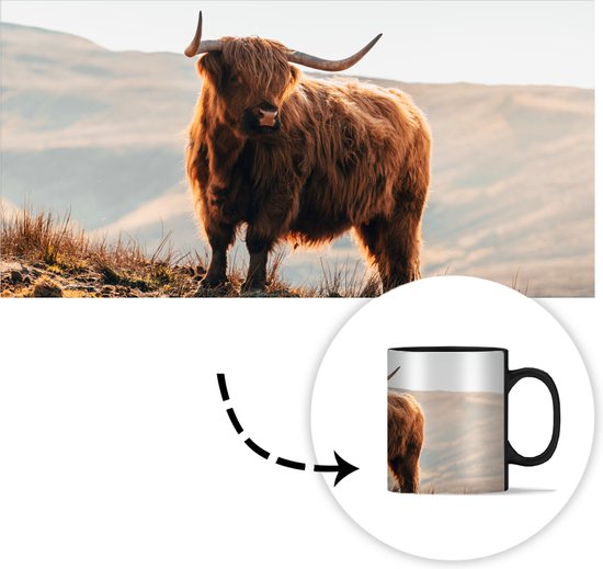 Mug Magique - Photo sur Mugs Chauffants - Tasse à Café - Highlander écossais - Animaux - Rural - Paysage - Vache - Nature - Mug Magic - Tasse - 350 ML - Tasse à Thé