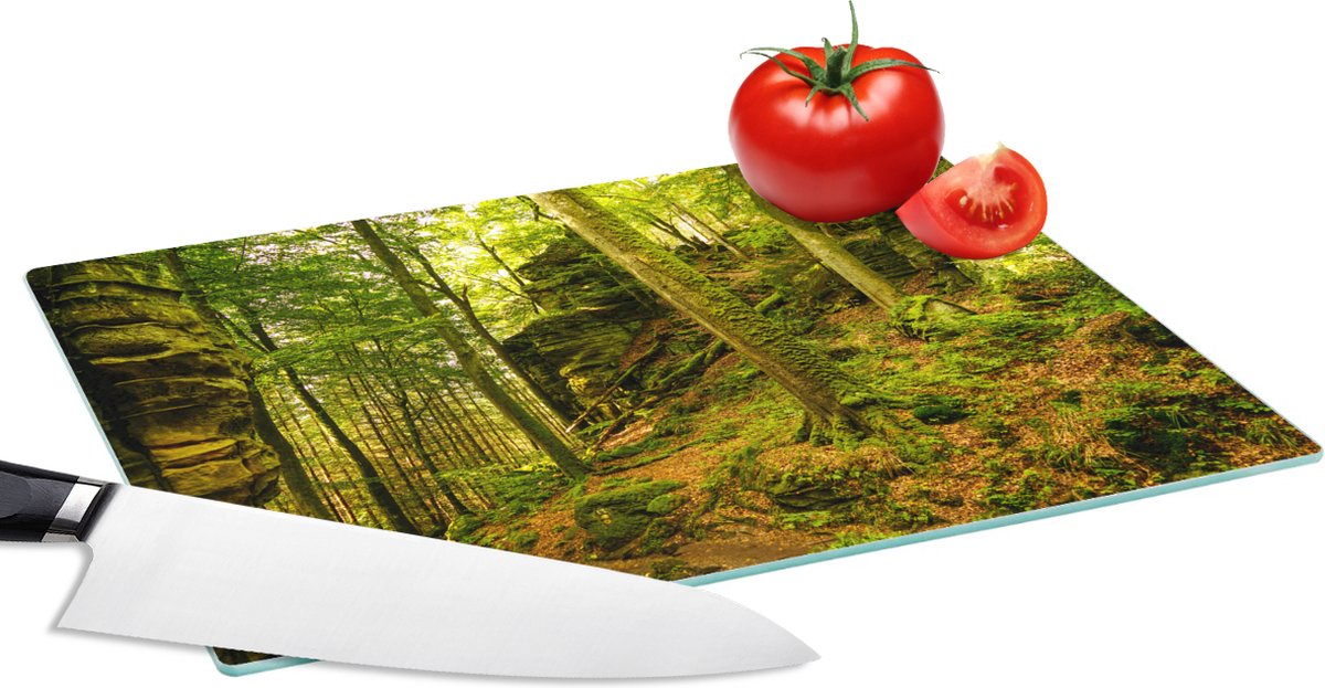 Glazen Snijplank - 28x20 - Bomen - Steen - Bos - Natuur - Planten - Snijplanken Glas