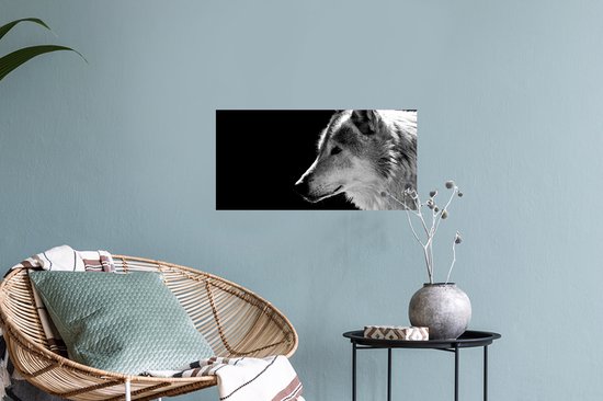 Stickers Stickers muraux - Animaux sauvages - Loup - Zwart - Wit - 40x20 cm - Feuille adhésive