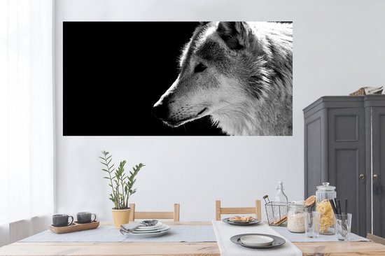 Stickers muraux - Animaux sauvages - Loup - Zwart - Wit - 160x80 cm - Feuille adhésive