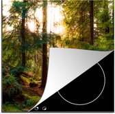 KitchenYeah® Inductie beschermer 78x78 cm - Bos - Pad - Bomen - Groen - Zon - Natuur - Kookplaataccessoires - Afdekplaat voor kookplaat - Inductiebeschermer - Inductiemat - Inductieplaat mat