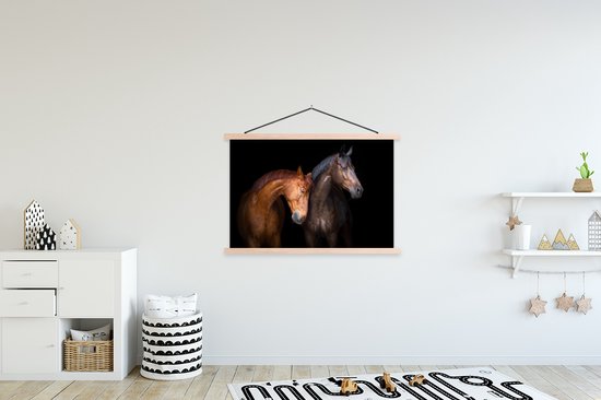 Wandcirkel kinderen - Paarden - Dieren - Portret - Bruin - Kinderkamer decoratie - Muurdecoratie - 120x80 cm
