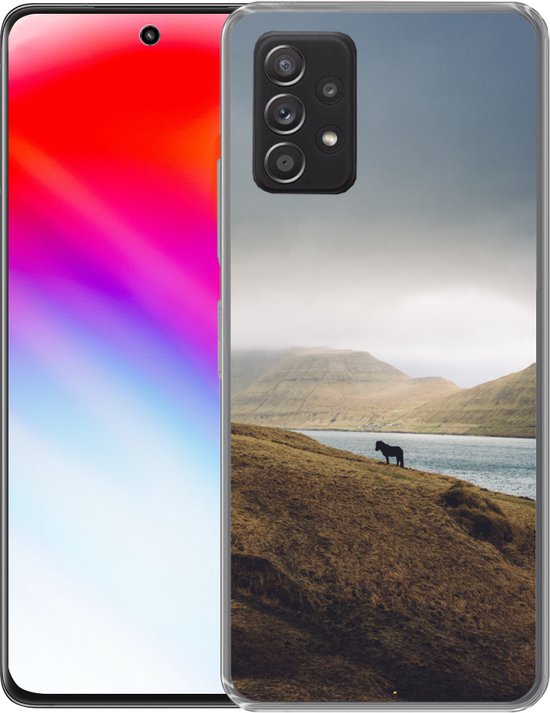 Telefoonhoesje Geschikt voor Samsung galaxy a73 hoesje - Paard - Berg - Landschap - Siliconen Telefoonhoesje Telefoonhoesje