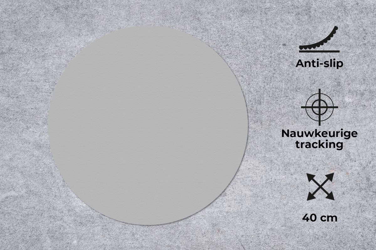 Muismat rond 40x40 cm - Mousepad Grijs - Effen print - Ronde muismatten