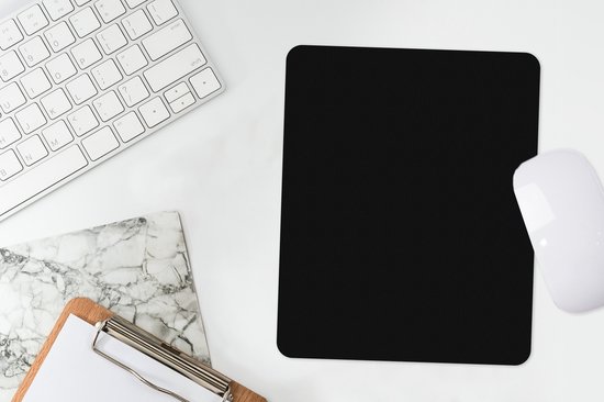 Muismat - Bureaumat onderlegger - Zwart - Effen kleur - Interieur - Kleuren - 19x23 cm - Muismat zwart - Mousepad - Bureau mat