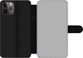 Bookcase Geschikt voor iPhone 11 Pro Max telefoonhoesje - Grijs - Effen print - Met vakjes - Wallet case met magneetsluiting