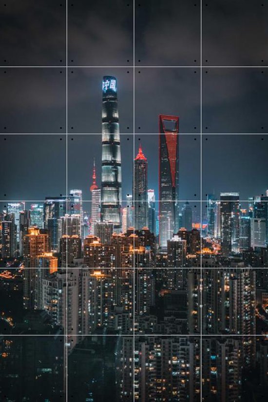 IXXI Shanghai Skyline - Wanddecoratie - Abstract - 80 x 120 cm
