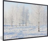Cadre photo avec poster - Neige - Arbres - Hiver - 60x40 cm - Cadre pour poster - Décoration de Noël - Décoration de Noël - Décorations de Noël salon - Décorations de Noël de Noël - Décoration de Noël pour l'intérieur - Noël