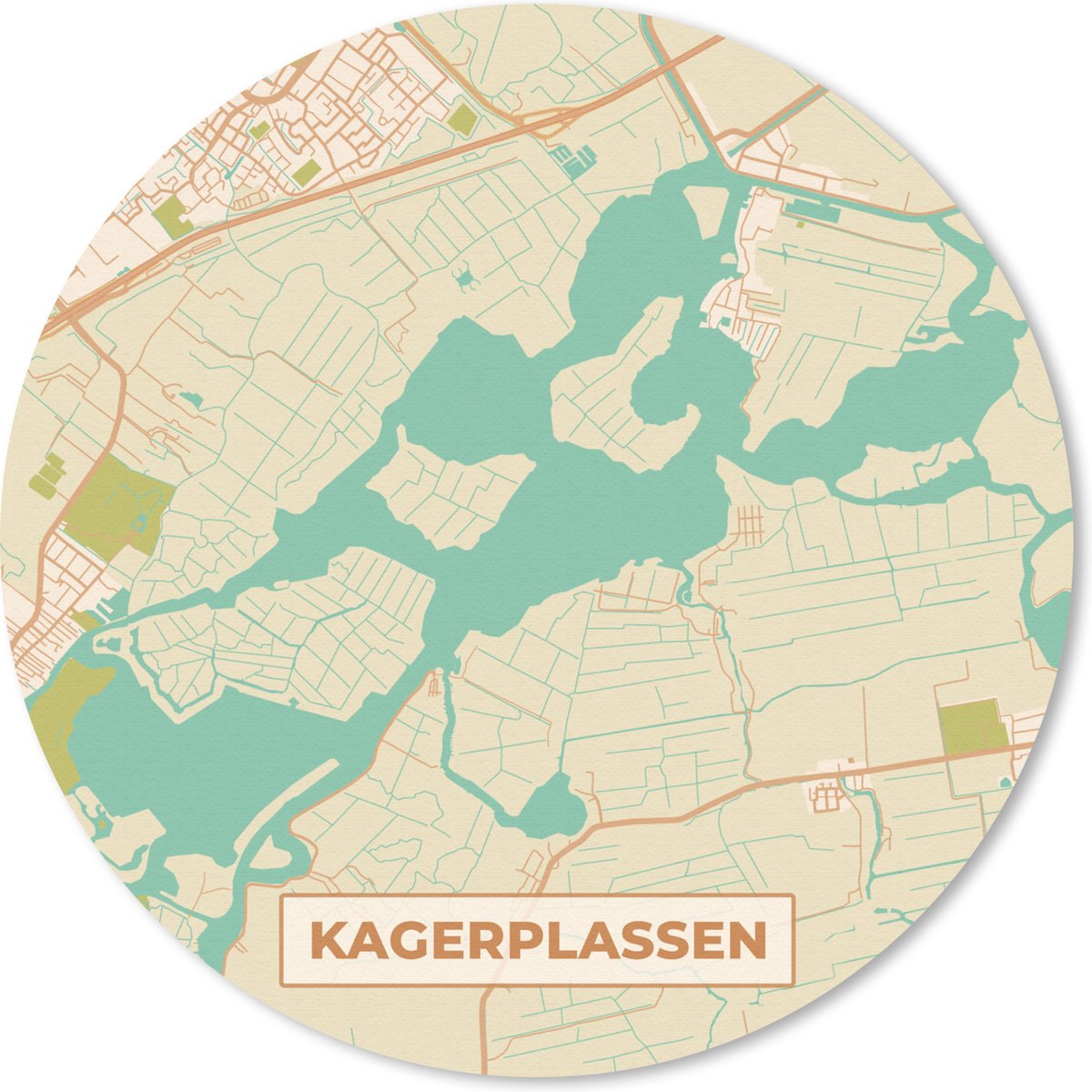 Muismat rond 50x50 cm - Mousepad Plattegrond - Kagerplassen - Vintage - Kaart - Stadskaart - Ronde muismatten - Stadskaart