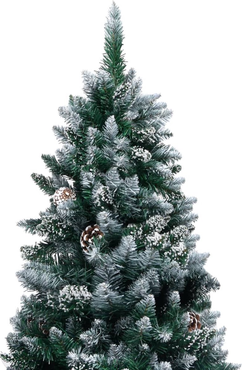 Prolenta Premium - Kunstkerstboom met LED's en dennenappels en witte sneeuw 240 cm