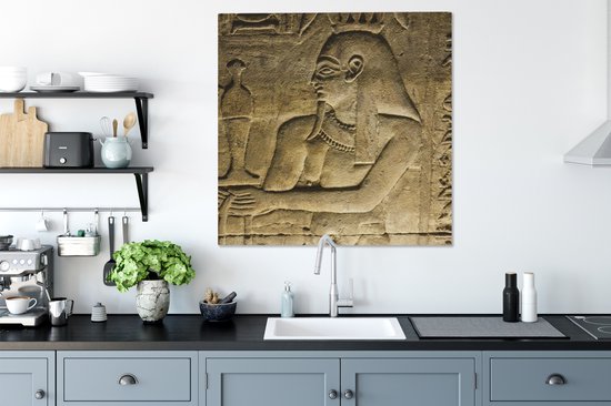 Canvas schilderij 90x90 cm - Wanddecoratie Kunstwerk van de Tempel van Horus - Muurdecoratie woonkamer - Slaapkamer decoratie - Kamer accessoires - Schilderijen op canvas