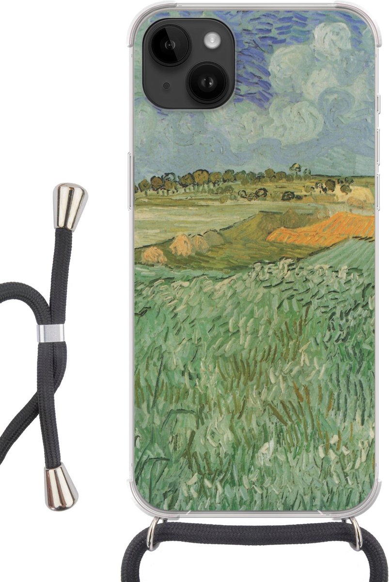 Geschikt voor Apple iPhone 14 Plus - Crossbody Case - Vlakbij Auvers - Vincent van Gogh - Siliconen - Crossbody - Backcover met Koord - Telefoonhoesje met koord - Hoesje met touw