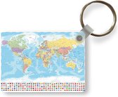 Sleutelhanger - Wereld - Kaart - Kleuren - Vlag - Uitdeelcadeautjes - Plastic