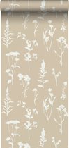 ESTAhome papier peint fleurs sauvages beige sable - 139484 - 0,53 x 10,05 m