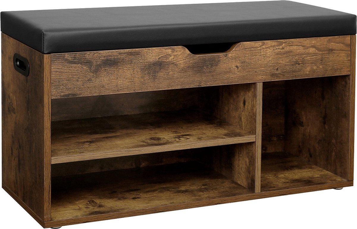 CALICOSY - Schoenenbank met 3 compartimenten en 1 kist - L80 cm