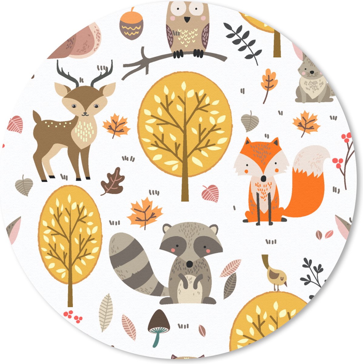 Muismat rond 30x30 cm - Mousepad Design - Dieren - Bos - Ronde muismatten