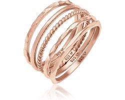 Elli - Ring - Dames Band Set Stapelen Minimaal Trend Blogger Basis in 925 Sterling Zilver - Dames