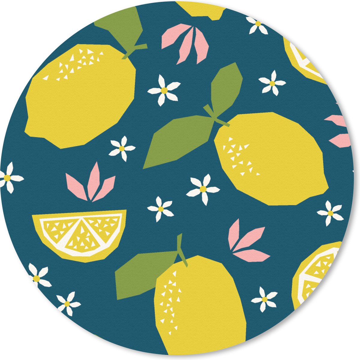 Muismat rond 40x40 cm - Mousepad Citroen - Patronen - Zomer - Ronde muismatten