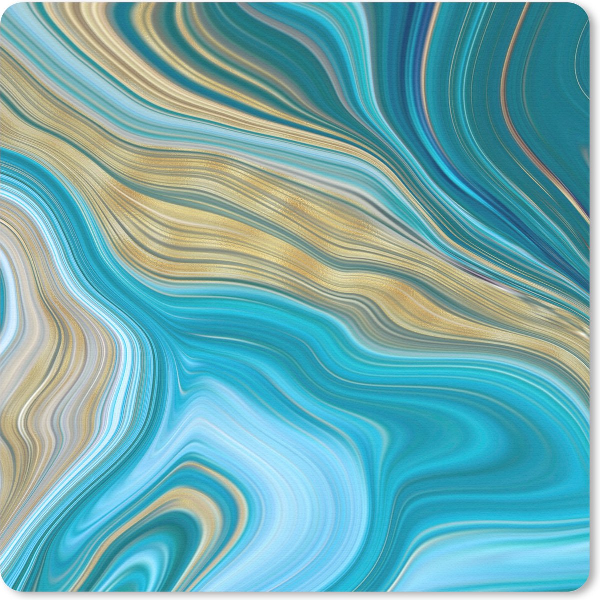 Muismat 30x30 cm - Mousepad Marmer - Golven - Goud - Patronen - Muismatten