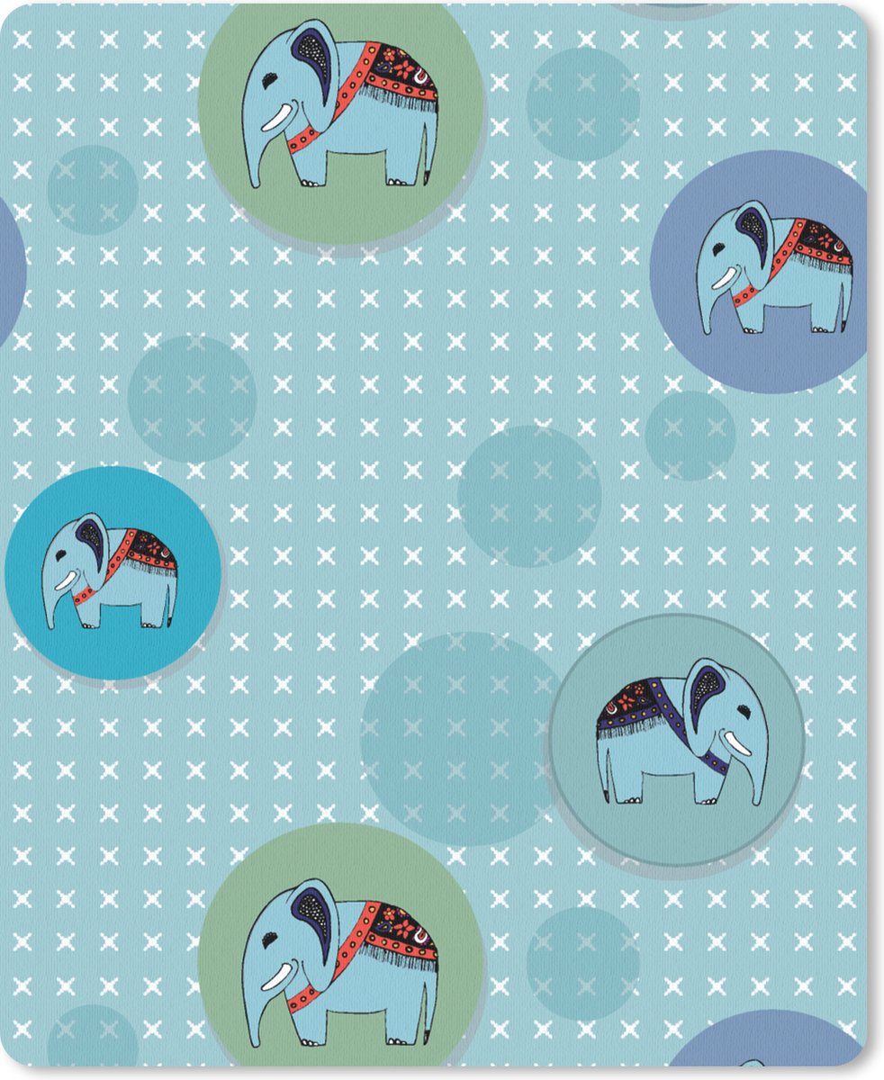 Muismat 19x23 cm - Mousepad Olifant - Stippen - Design - Muismatten