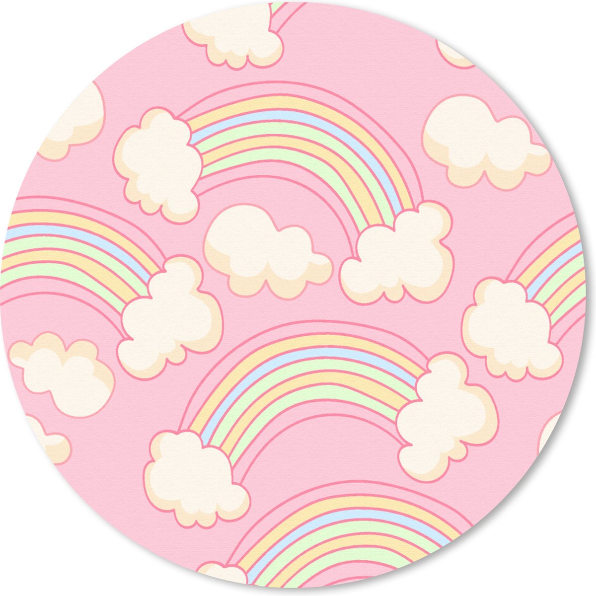 Muismat rond 50x50 cm - Mousepad Regenboog - Wolken - Patronen - Ronde muismatten
