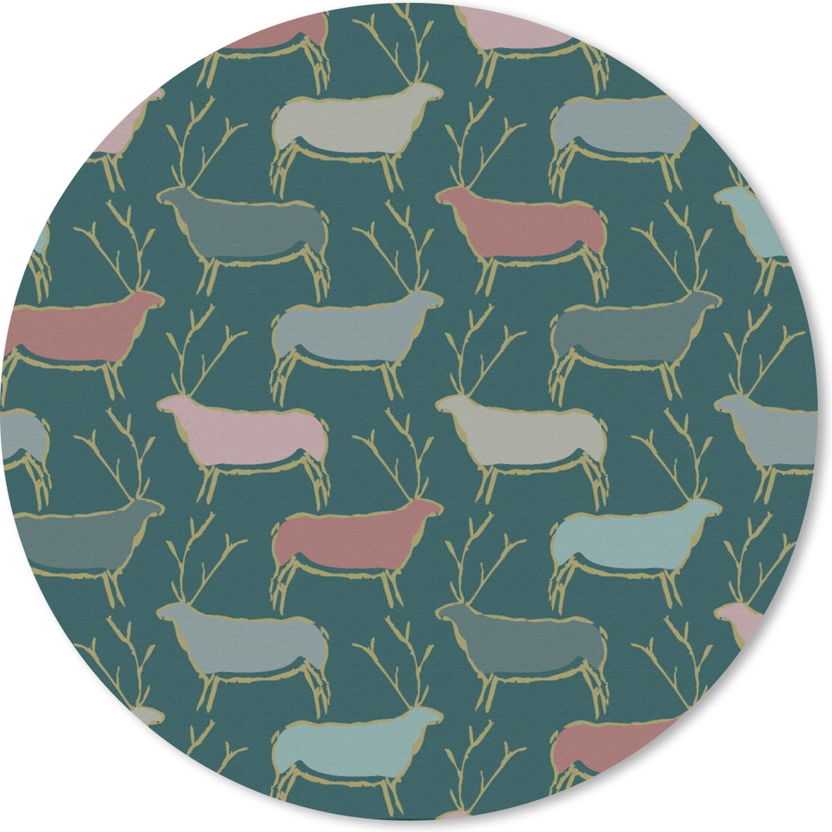 Muismat rond 50x50 cm - Mousepad Patronen - Hert - Groen - Ronde muismatten