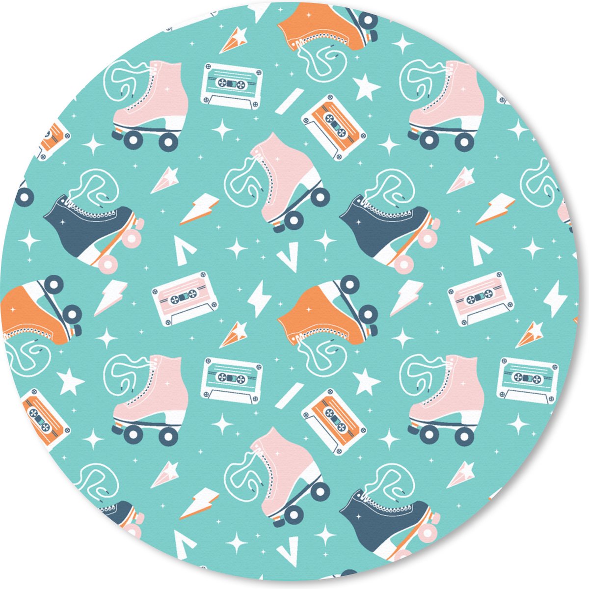 Muismat rond 20x20 cm - Mousepad Rolschaatsen - Patronen - Vintage - Ronde muismatten