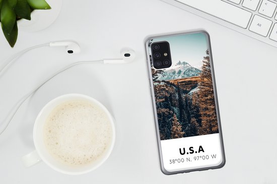 Telefoonhoesje Geschikt voor Samsung Galaxy A52 5G hoesje - Amerika - Bergen - Bomen - Siliconen Telefoonhoesje Telefoonhoesje