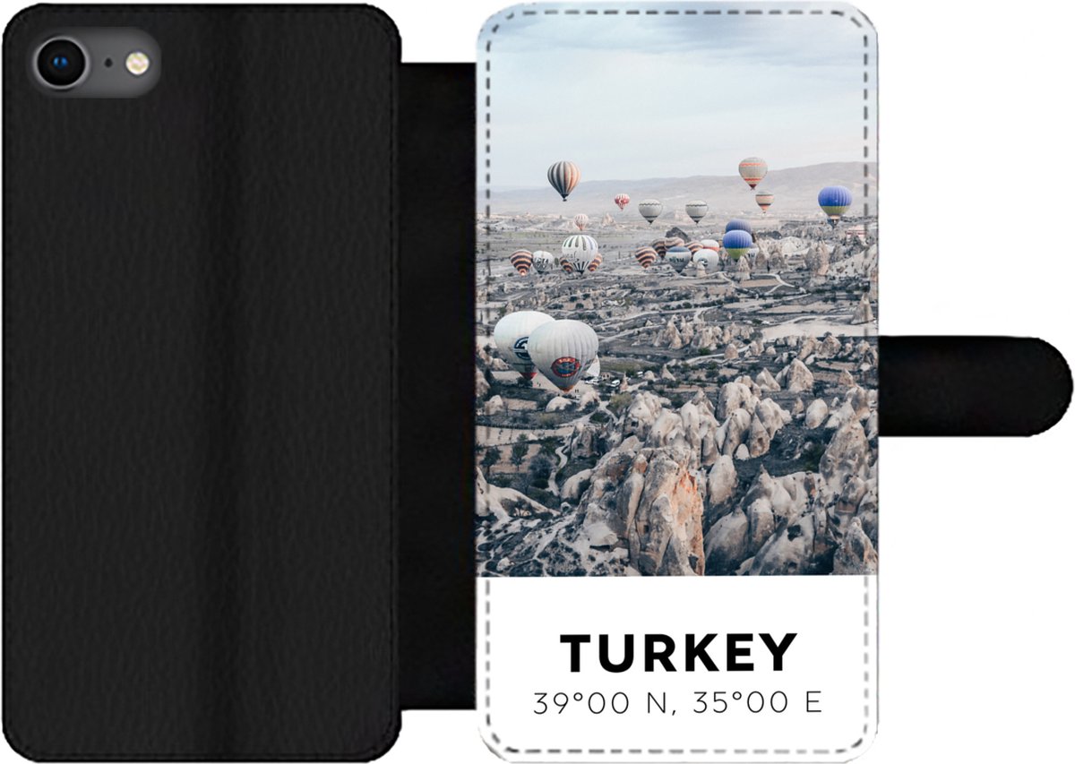 Telefoonhoesje Geschikt voor iPhone 7 telefoonhoesje - Turkije - Rotsen - Luchtballonnen - Met vakjes - Wallet case met magneetsluiting