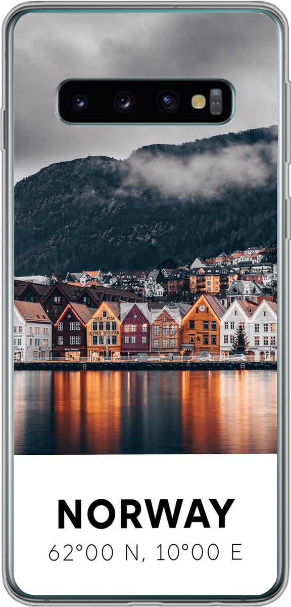 Telefoonhoesje Geschikt voor Samsung Galaxy S10 hoesje - Noorwegen - Scandinavië - Bergen - Winter - Siliconen Telefoonhoesje Telefoonhoesje