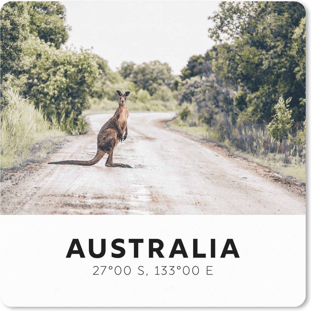 Muismat 20x20 cm - Mousepad Australië - Kangoeroe - Wegen - Muismatten