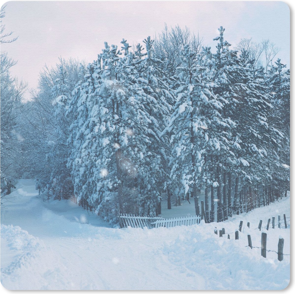 Muismat 30x30 cm - Mousepad Bos - Sneeuw - Winter - Muismatten