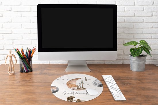 Muismat rond 50x50 cm - Mousepad Quotes - Kinderen - Spreuken - Sweet dreams - Jongens - Meisjes - Kids - Ronde muismatten