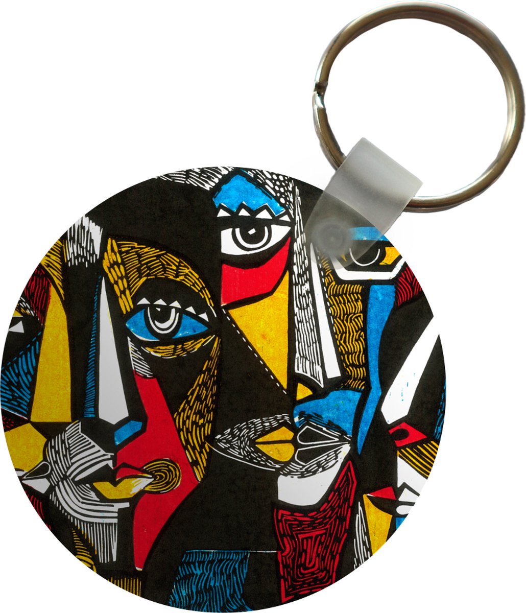 Sleutelhanger - Schilderij - Olieverf - Kubisme - Plastic - Rond - Uitdeelcadeautjes