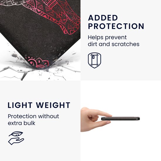 kwmobile e-reader hoesje geschikt voor Kobo Clara 2E hoes - E reader flip case met magnetische sluiting - Ereader cover - Olifantentekening design in roze / antraciet van Merkloos — afbeelding 5