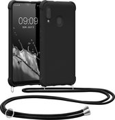 kwmobile telefoonhoesjegeschikt voor Samsung Galaxy A20e - Hoesje van siliconen met telefoonkoord - In zwart