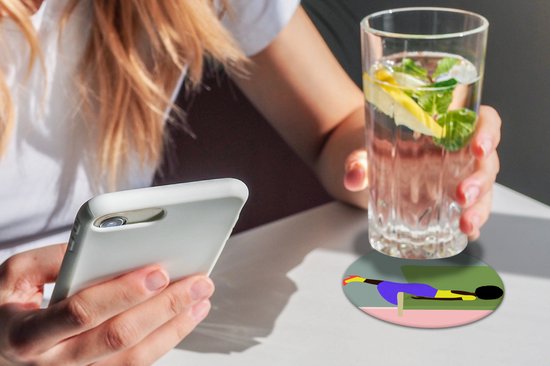 Sous-verres pour verres - Rond - Femme - Minimalisme - Design - 10x10 cm - Sous-verres en verre - 6 pièces