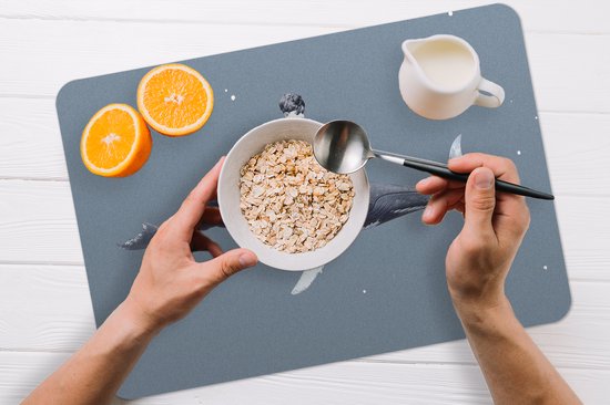 Set de Table - Enfant - Lune - Baleine - Ciel Etoilé - Rétro - Napperons de Table - Dessous de Verre - Table - 45x30 cm - 6 pièces